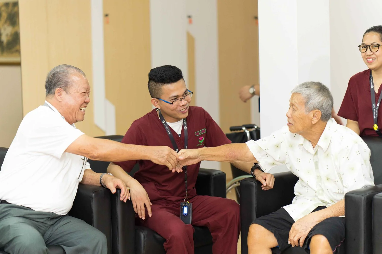 Two residents are happily make some activities among themselves